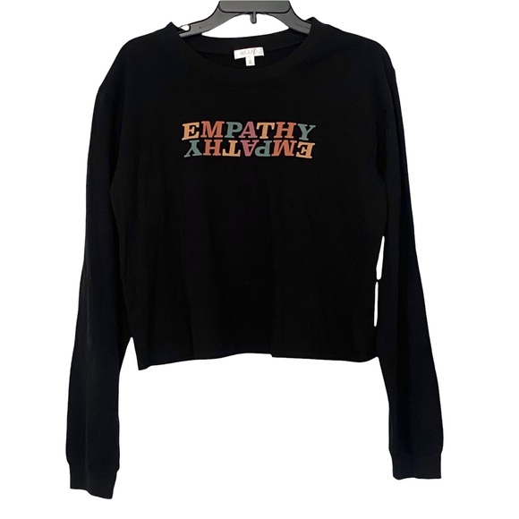 NEW Abound Nordstrom Empathy Black Graphic Long Sleeve Tee Crew Neck Casual Top - Picture 4 of 9